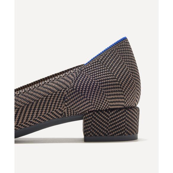 Rothys High Point Block Heels Women 7 Sparrow Herringbone Gray Knit Pointed Toe - Picture 8 of 8